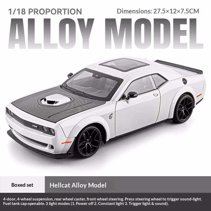1/18 Die-Cast Hellcat Car Model - Black Finish - Image 7