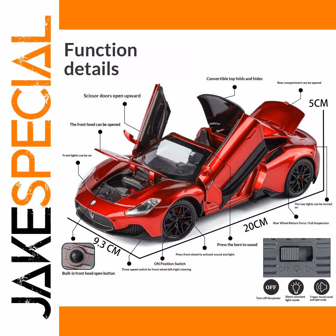 1/24 Scale Metal Die-Cast Convertible Sports Car - Image 2