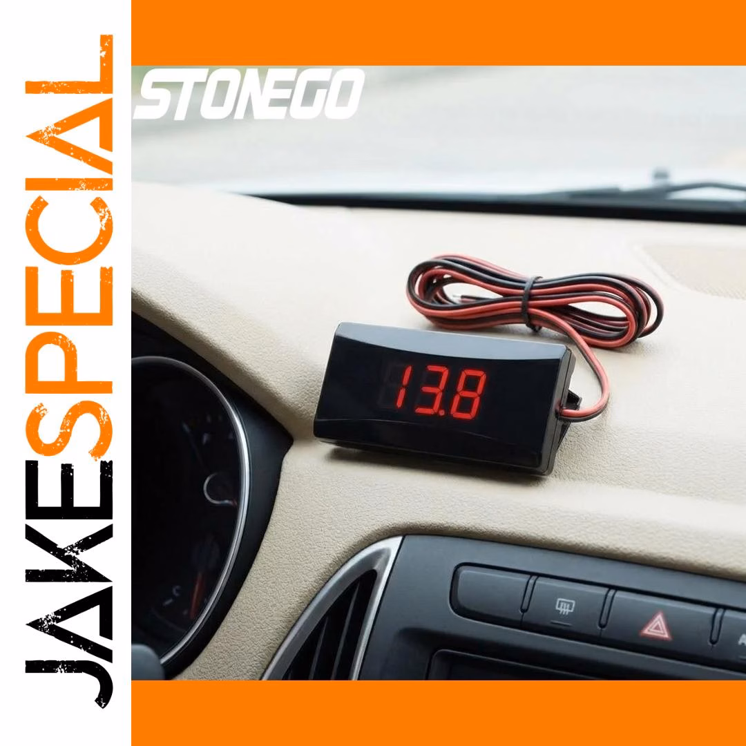 12V Mini Waterproof LED Voltmeter with Alarm