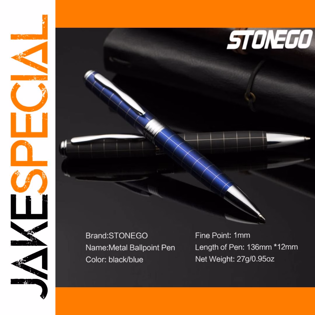 Elegant Blue Metal Ballpoint Pen with Grip - Image 6