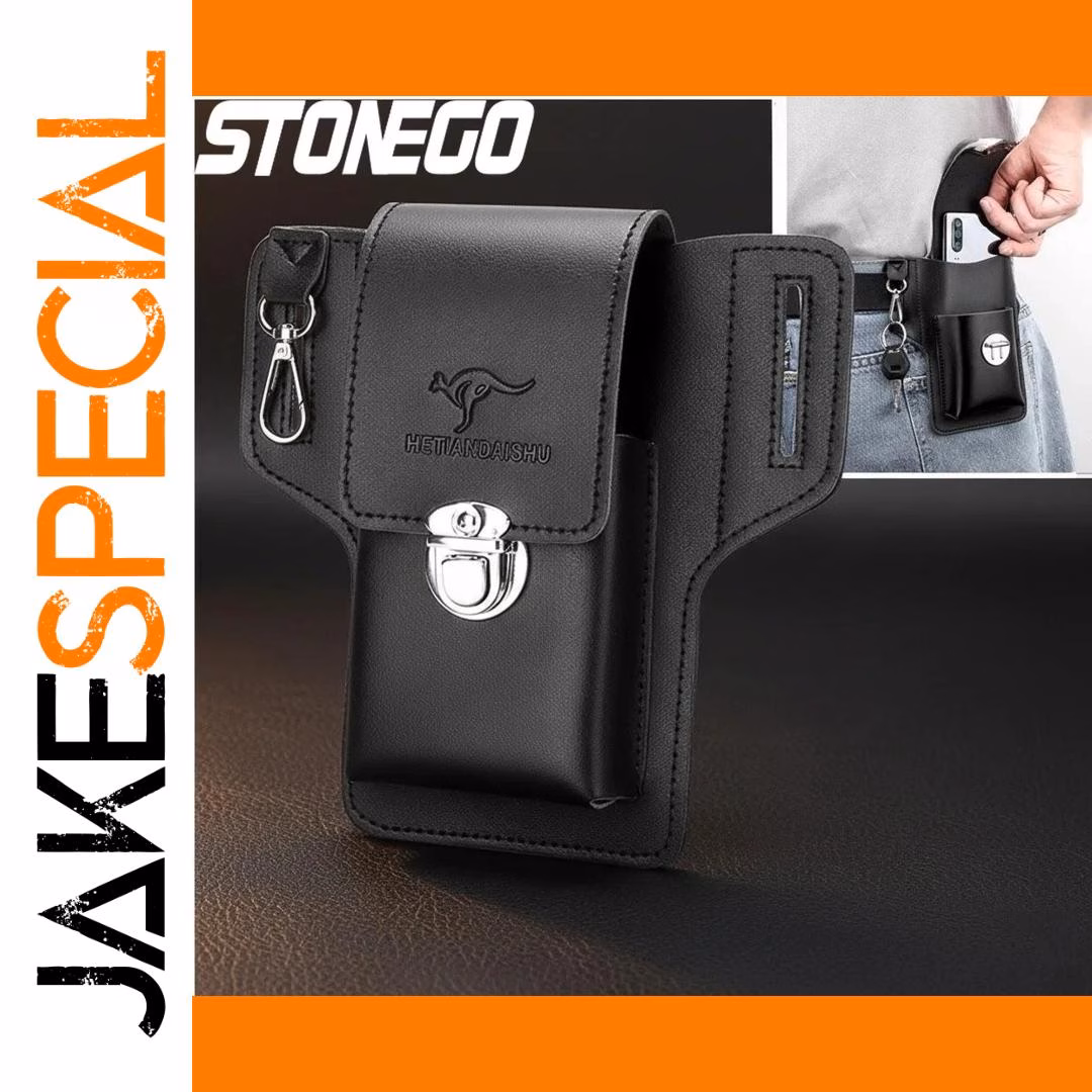 Men's Leather Waist Bag for Phones 5.4-6.9"
