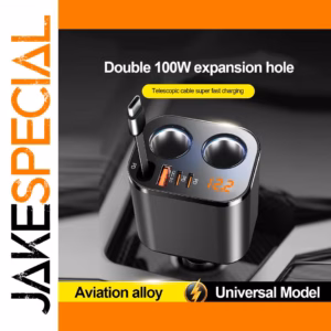 100W Retractable Car Charger with USB Type-C