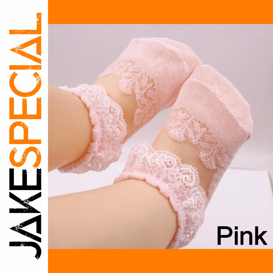 Non-Slip Cotton Baby Socks in White and Pink - Image 7
