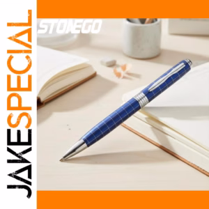 Elegant Blue Metal Ballpoint Pen with Grip