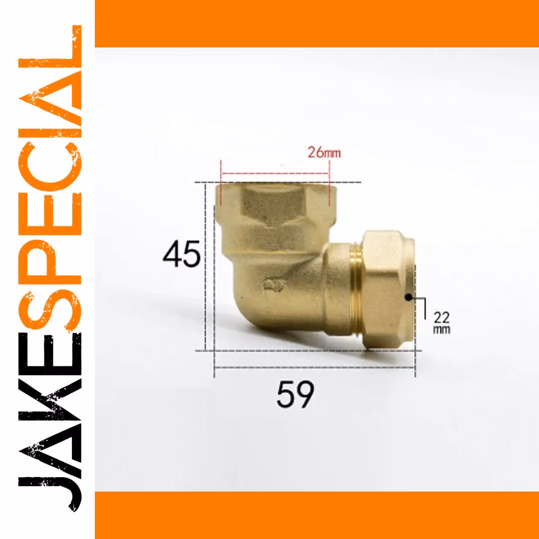 Brass Elbow Compression Fitting 90-Degree 22mm