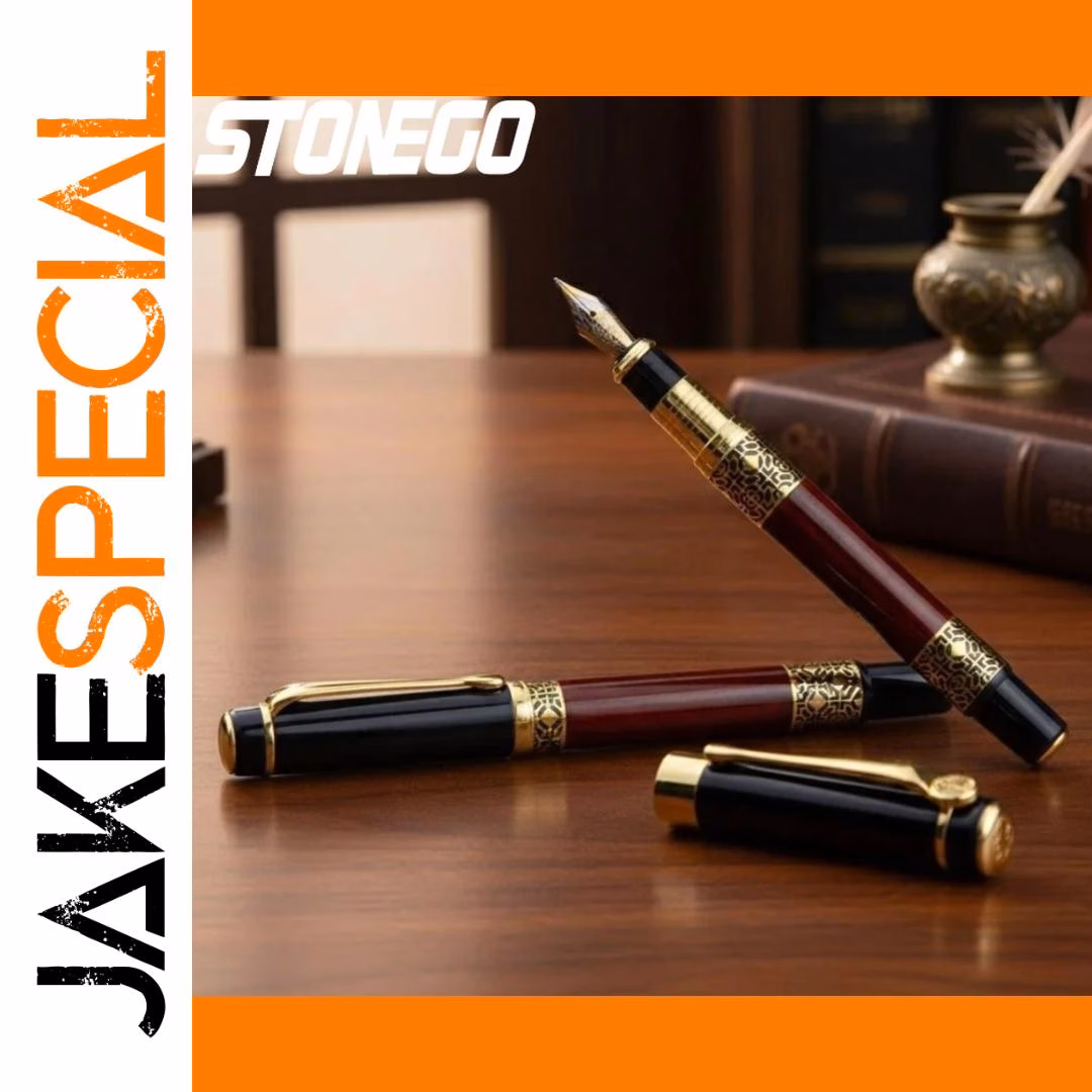 Classical Wood Grain Fountain and Roller Pen Set