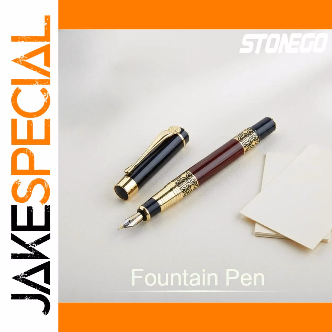 Classical Wood Grain Fountain and Roller Pen Set - Image 7