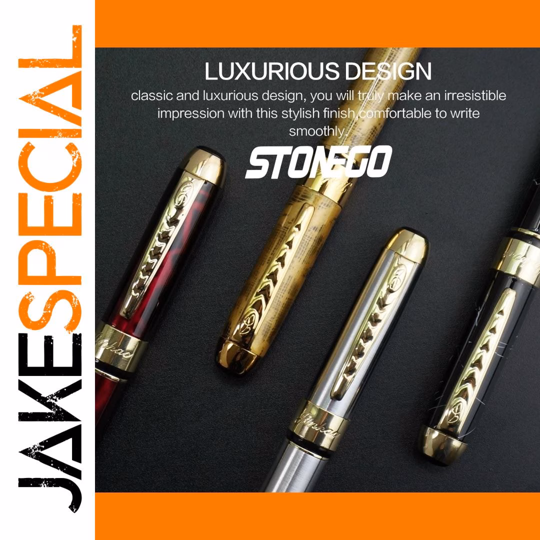 STONEGO Retro Luxury Fountain Pen Black Gold - Image 2