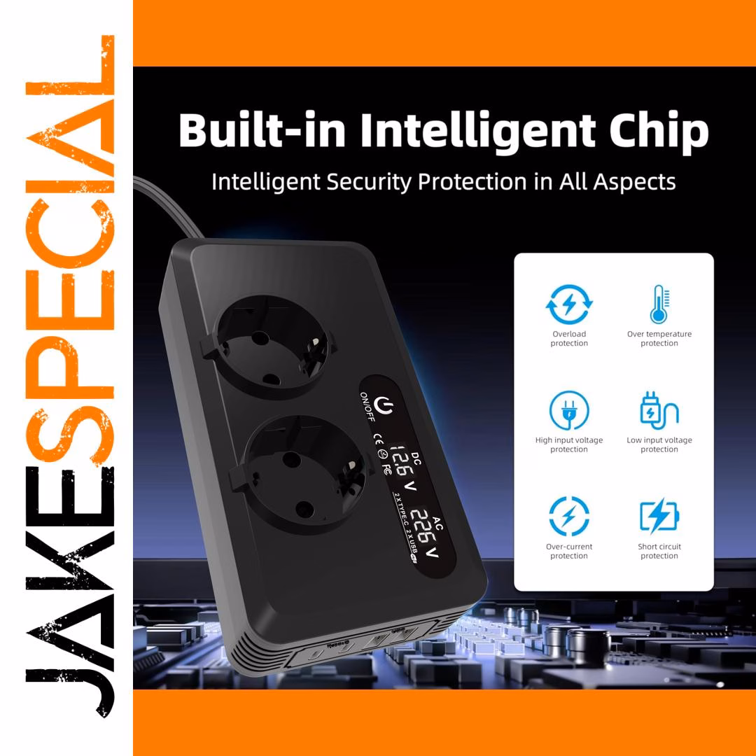 200W Car Inverter with USB & Type-C Charging - Image 2
