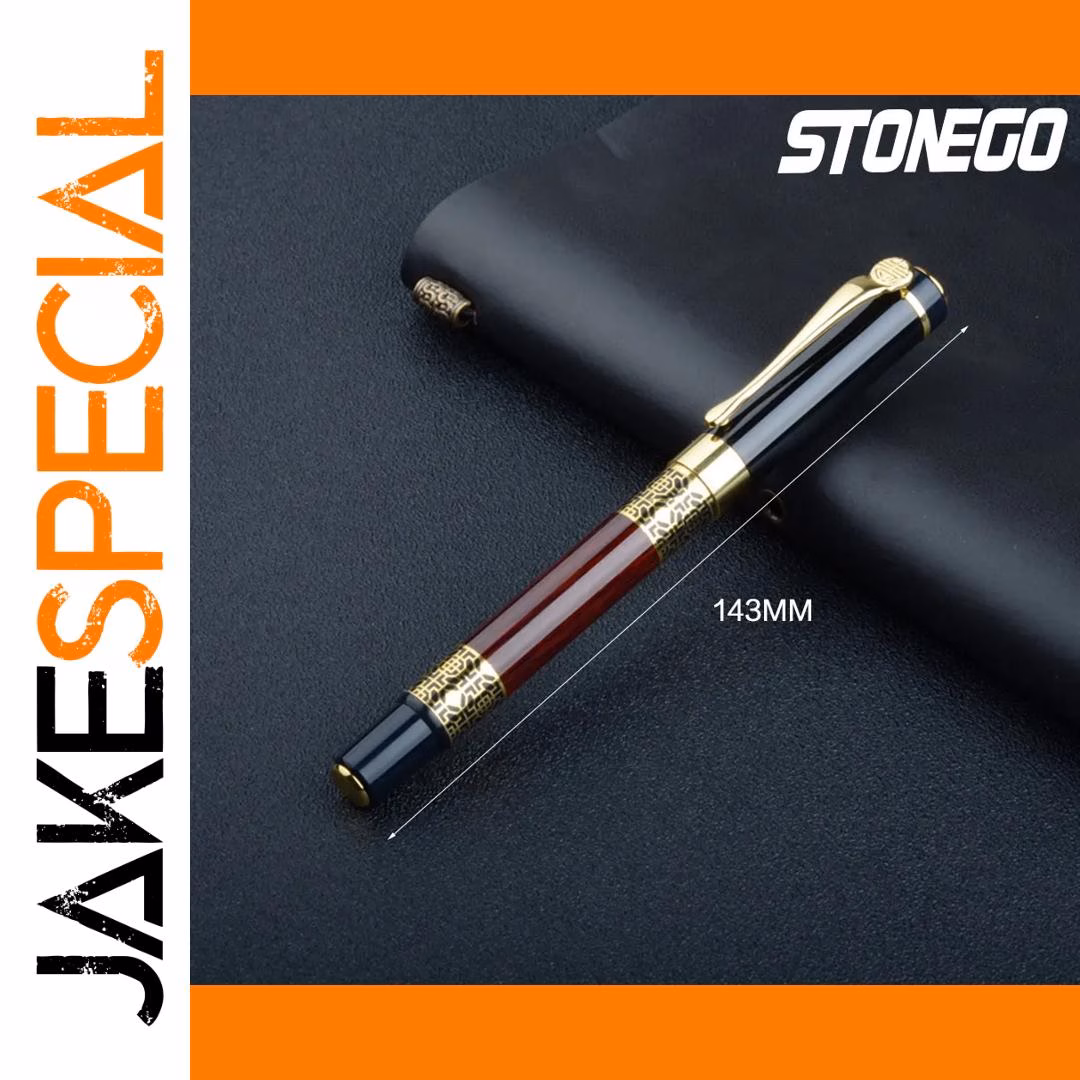 Classical Wood Grain Fountain and Roller Pen Set - Image 6