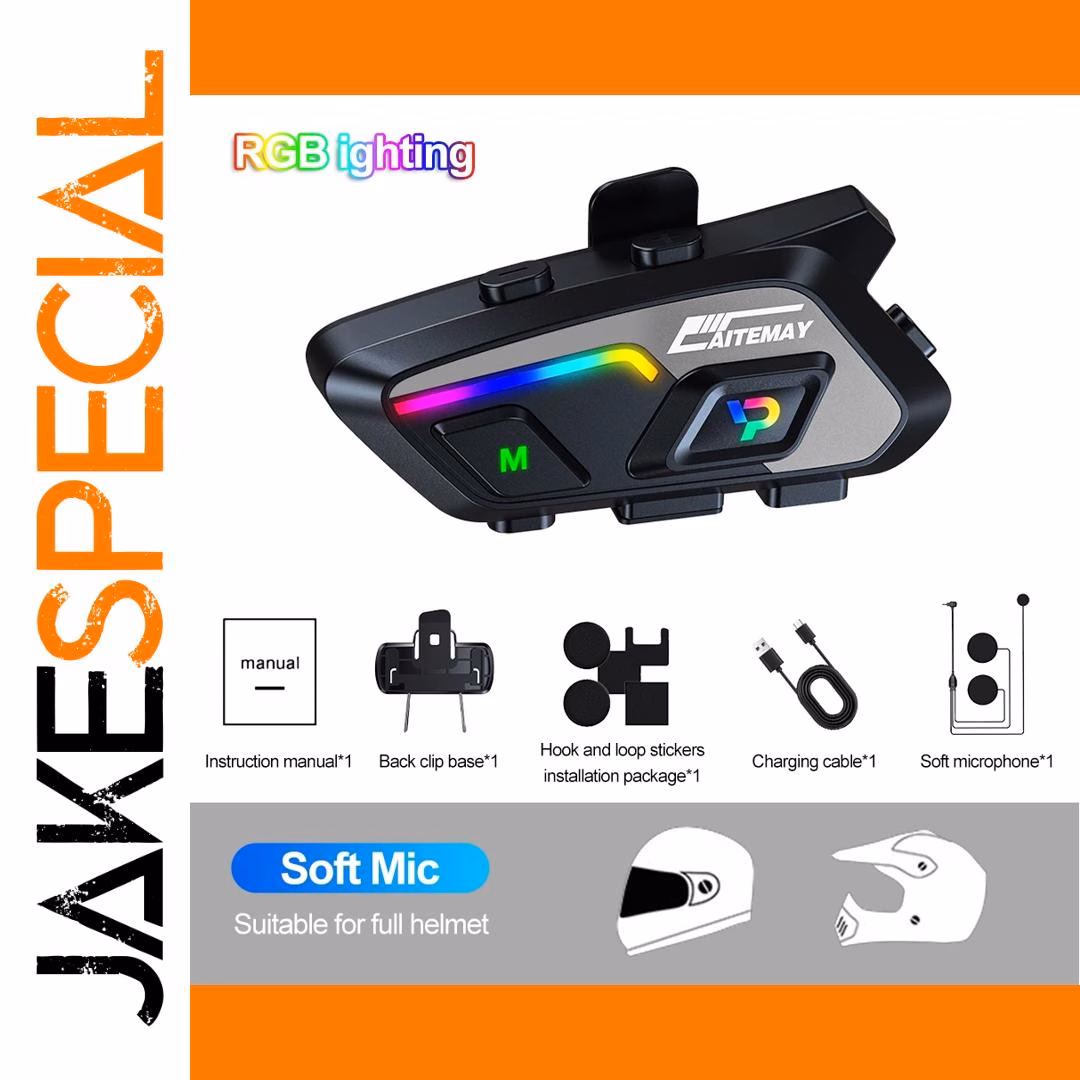 Bluetooth Motorcycle Intercom Headset with RGB Lights - Image 7
