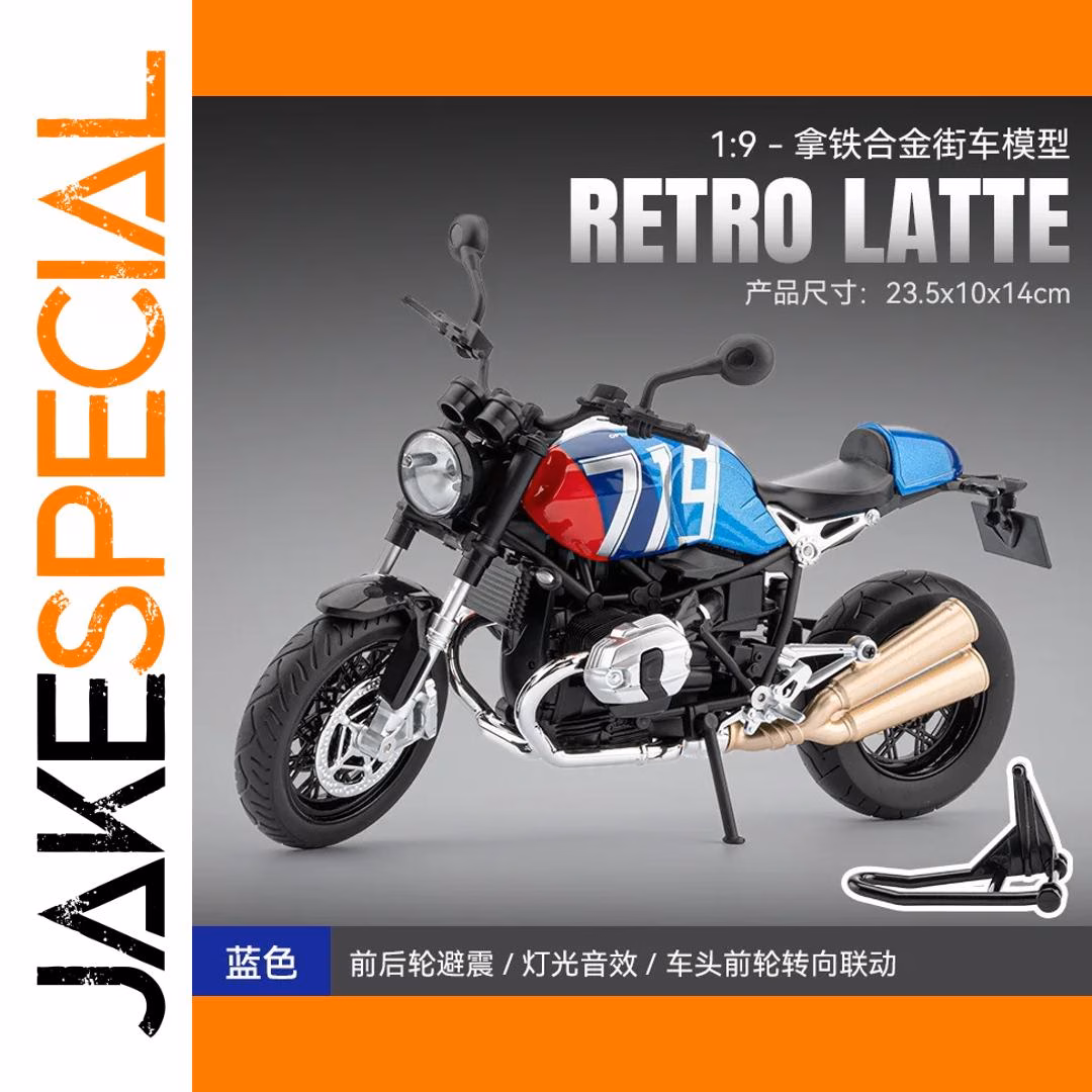 Diecast Motorcycle Model 1:9 Scale Blue and Red - Image 7