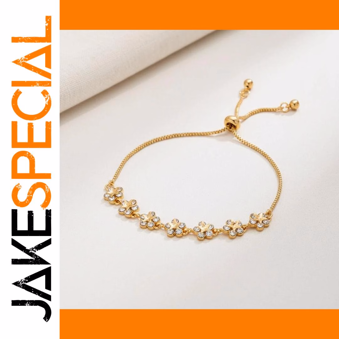 Kismis Adjustable Flower Bracelet with Rhinestones - Image 7