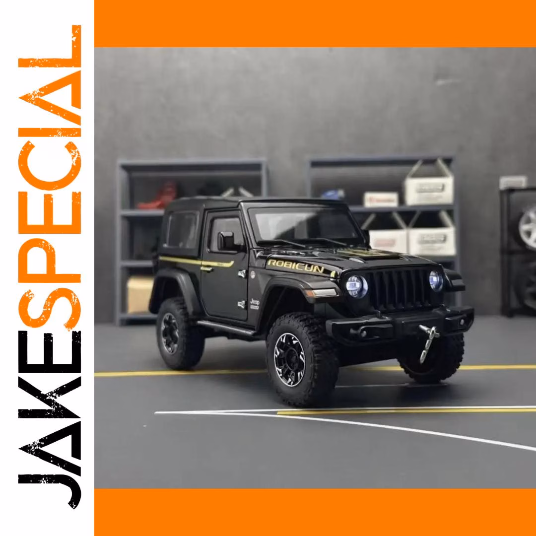 Jeep Wrangler 1:24 Scale Model Car Yellow - Image 2