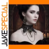 Black Lace Skull Choker Necklace Set with Earrings
