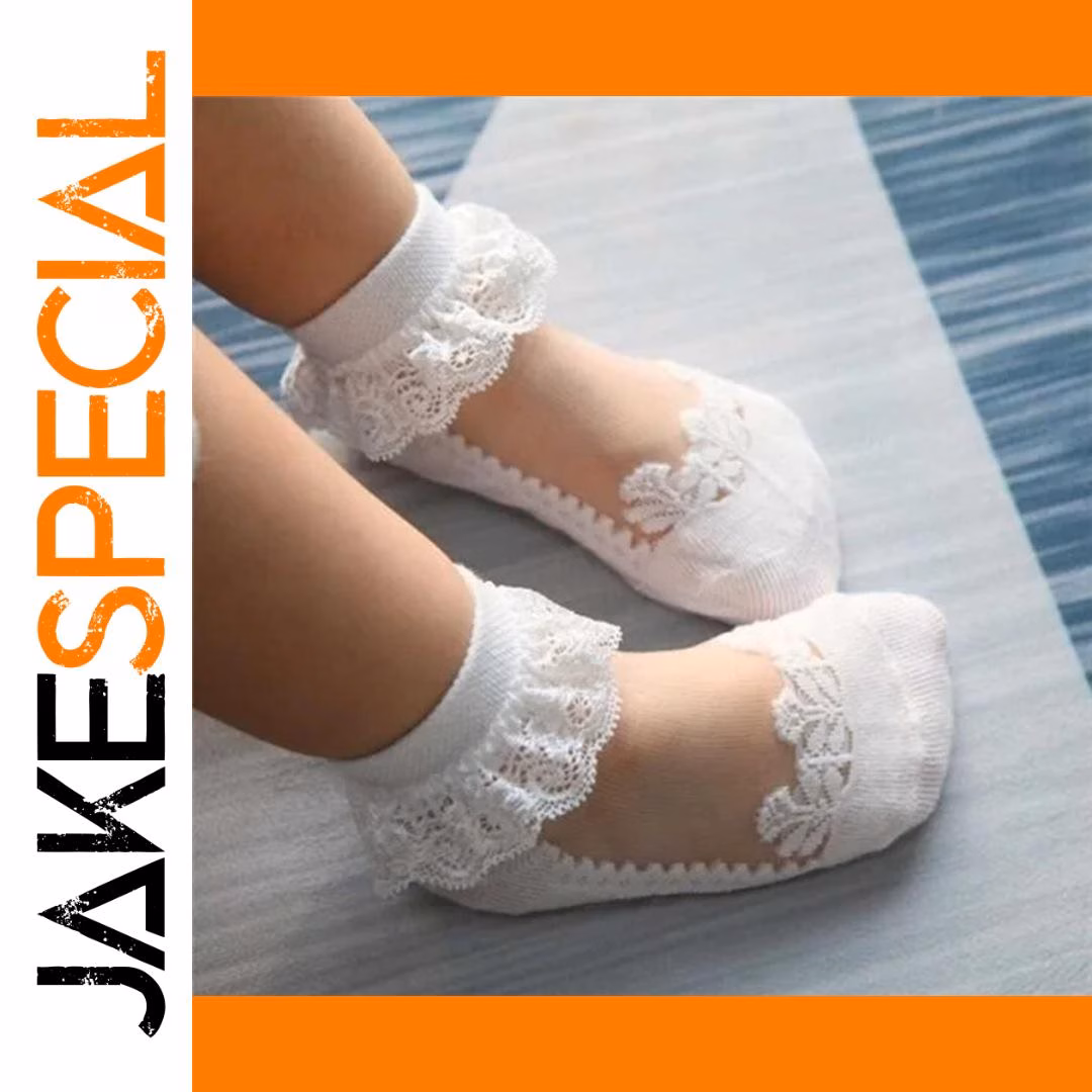 Non-Slip Cotton Baby Socks in White and Pink - Image 2