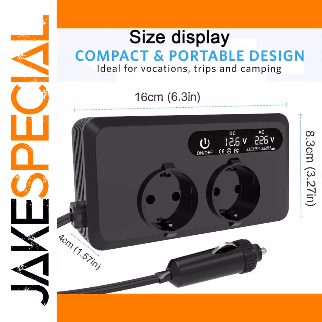 200W Car Inverter with USB & Type-C Charging - Image 6