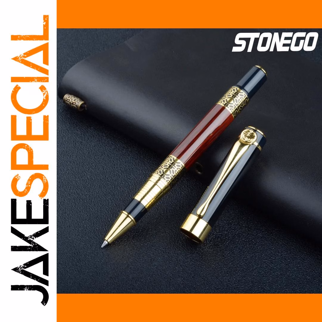 Classical Wood Grain Fountain and Roller Pen Set - Image 5