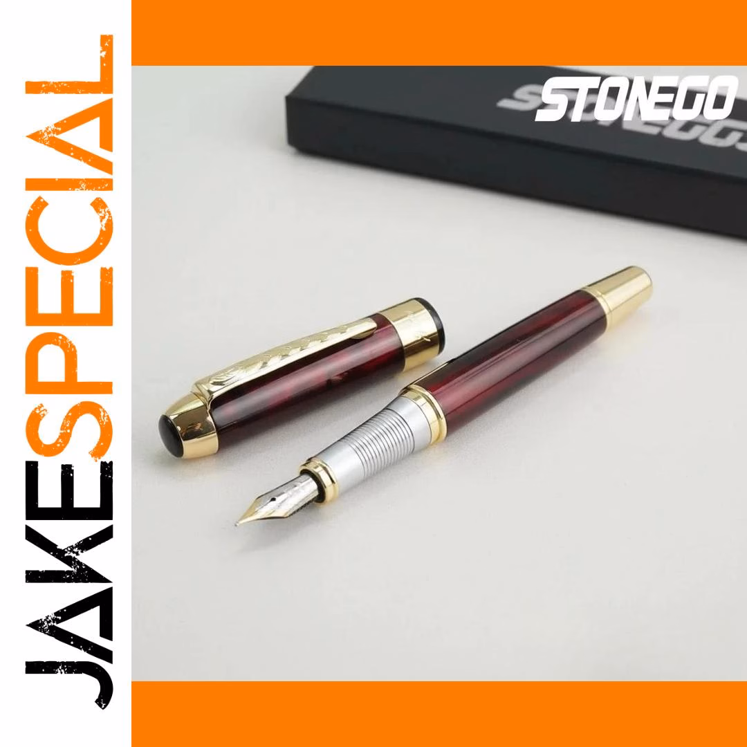 STONEGO Retro Luxury Fountain Pen Black Gold - Image 9